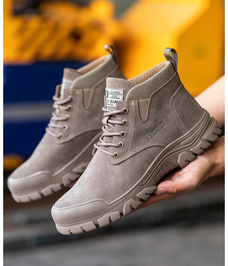 Zapatos de seguridad para hombre, antiperforación, indestructibles, zapatos de trabajo de moda, zapatos de trabajo para exteriores, botas con puntera de acero.