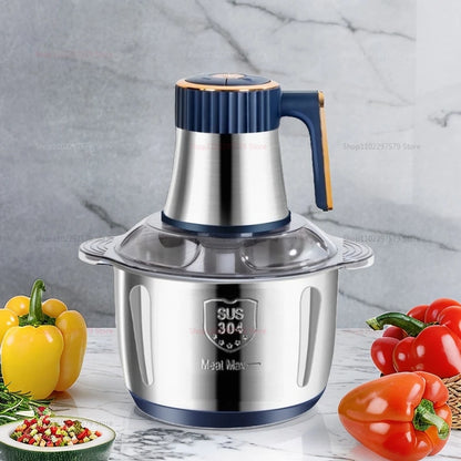 Picadora de carne doméstica de cinco velocidades, de acero inoxidable, para carne molida, frutas y verduras, licuadoras eléctricas de cocina, procesador de alimentos