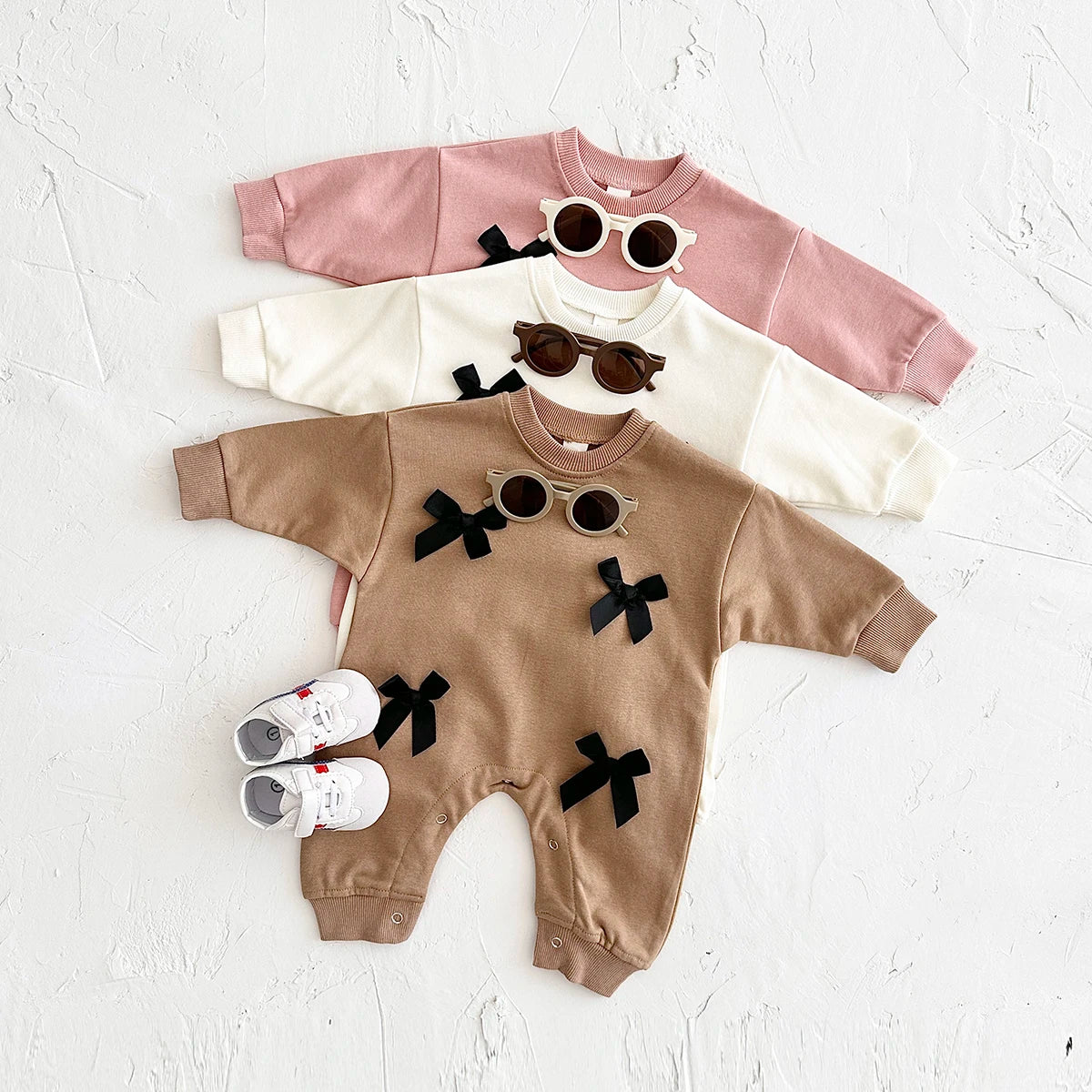 Ropa para bebé recién nacido, mono con lazo para bebé, primavera y otoño, pelele de algodón para niños pequeños de 0 a 18 meses