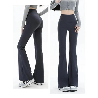 Pantalones de mujer, leggings acampanados, cintura alta, pernera ancha, pantalones de yoga, mallas deportivas sin costuras, para entrenamiento, gimnasio, ropa deportiva informal, adelgazantes.