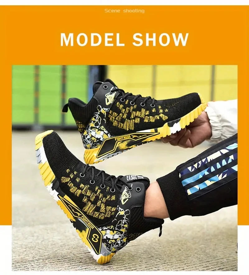 Zapatos de seguridad de caña alta con punta de acero para hombre y mujer, botas de seguridad indestructibles y antigolpes.