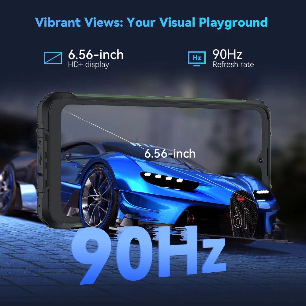 Cubot KingKong ACE 2, smartphone ultradelgado y resistente, Android 14, 16 GB de RAM (6 GB + 10 GB), + 128 GB de ROM, pantalla de 6,56" a 90 Hz, NFC.