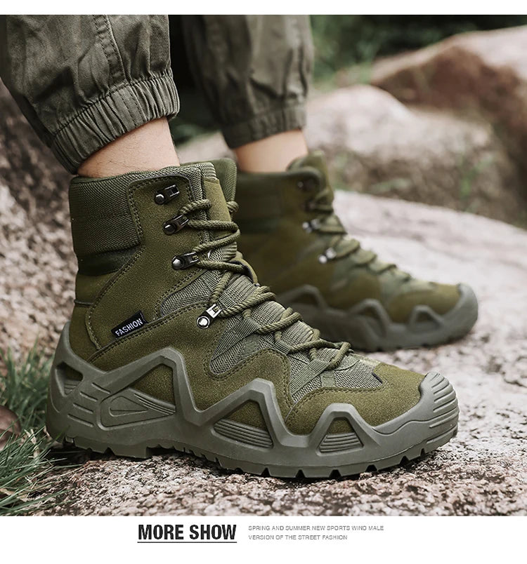 Botas tácticas para hombre con correas para entrenamiento de combate, impermeables, transpirables, ideales para senderismo y uso multifuncional en motocicleta.