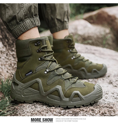 Botas tácticas para hombre con correas para entrenamiento de combate, impermeables, transpirables, ideales para senderismo y uso multifuncional en motocicleta.