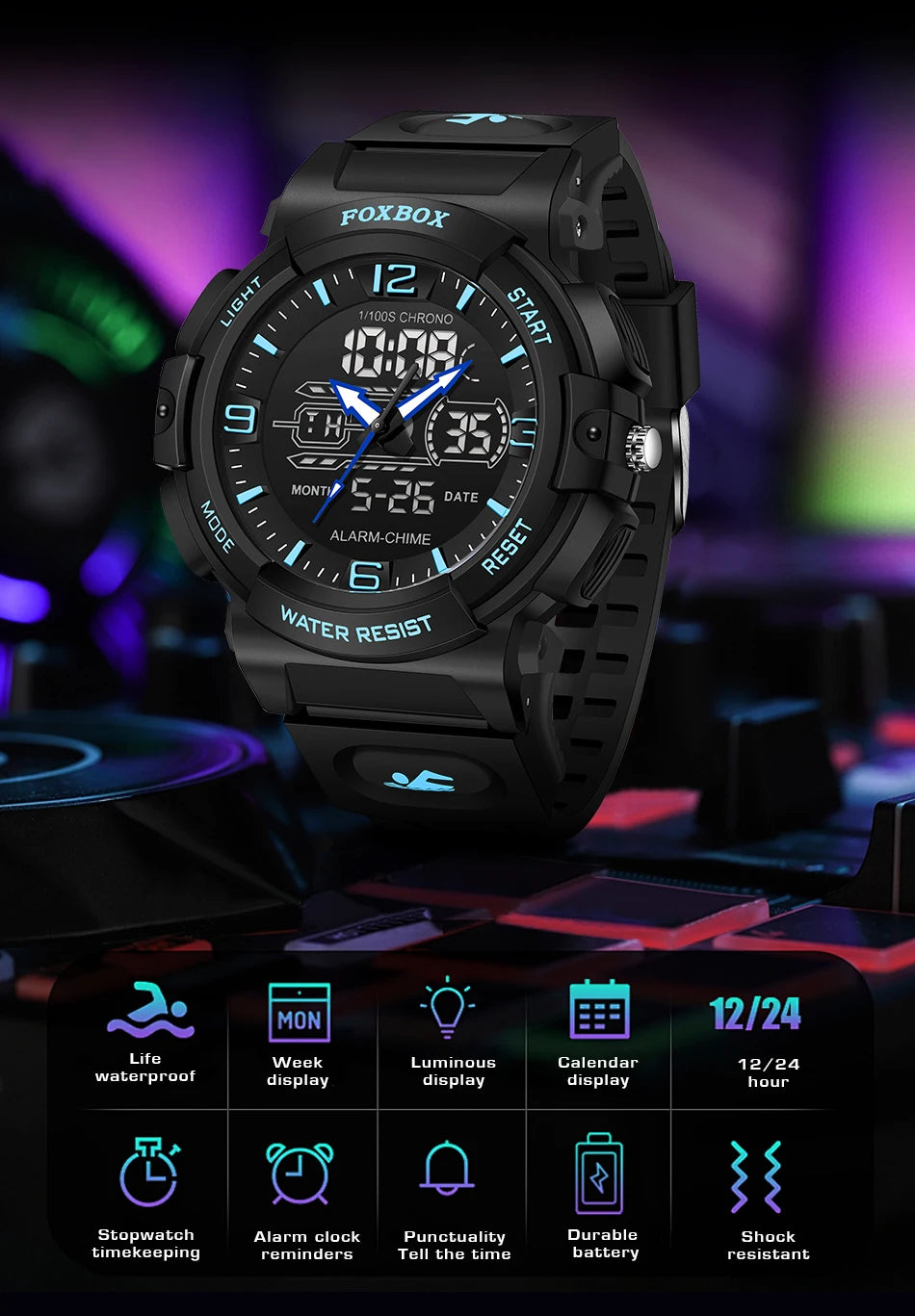 Relojes LIGE nuevos para hombre, 50 m resistentes al agua, reloj con alarma, reloj hombre, pantalla LCD dual, reloj de pulsera de cuarzo, deportivo militar, para hombre.