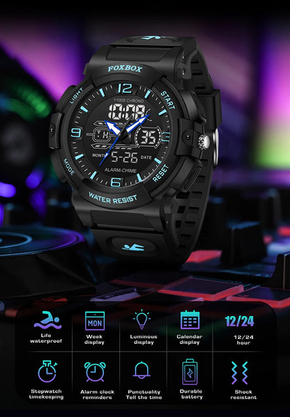 Relojes LIGE nuevos para hombre, 50 m resistentes al agua, reloj con alarma, reloj hombre, pantalla LCD dual, reloj de pulsera de cuarzo, deportivo militar, para hombre.