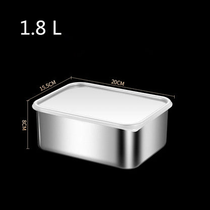 Bandeja de acero inoxidable 304 para conservar alimentos frescos con tapa, ideal para el refrigerador, para sellar frutas, para comidas, para cocina, bento.