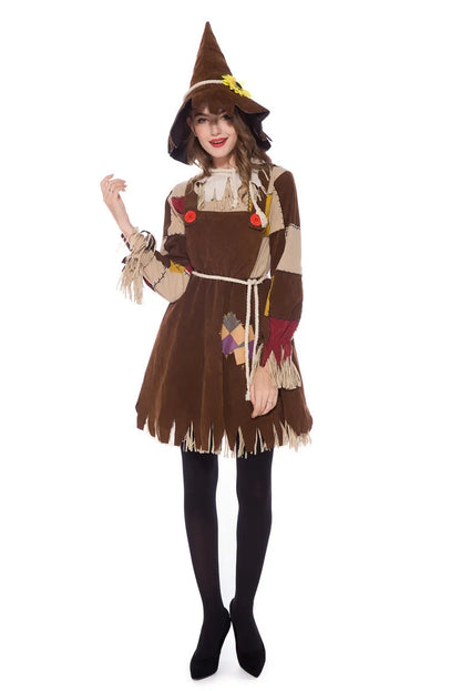 Halloween The Wizard of Oz Scarecrow Parent-Child Costume Carnival Party Performance Circus Clown Dress Womens Cosplay Costume