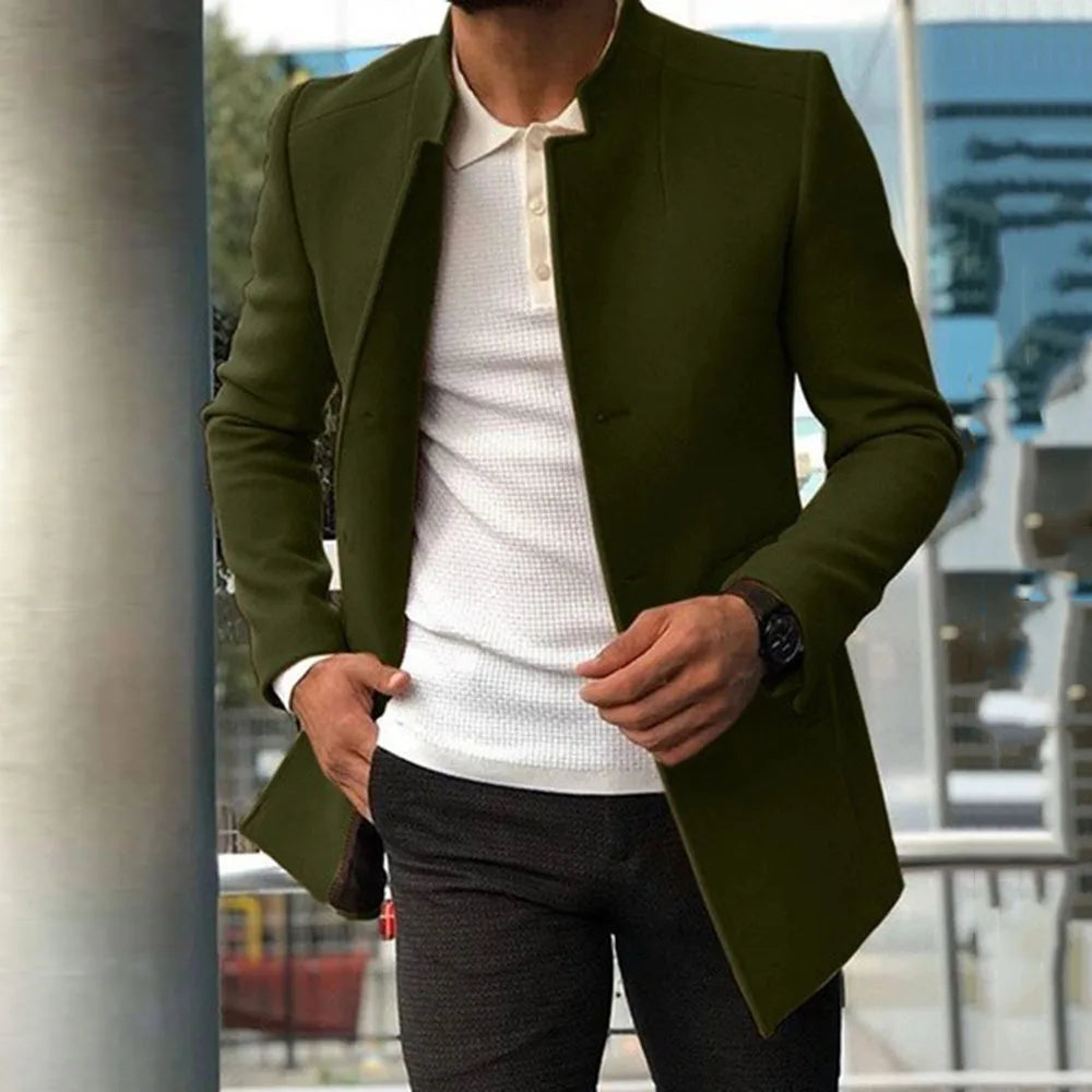 Chaquetas cortavientos para hombre, estilo business casual, de mezcla de lana, moda otoño-invierno, cuello alto, estilo vintage. Ropa de abrigo para hombre.