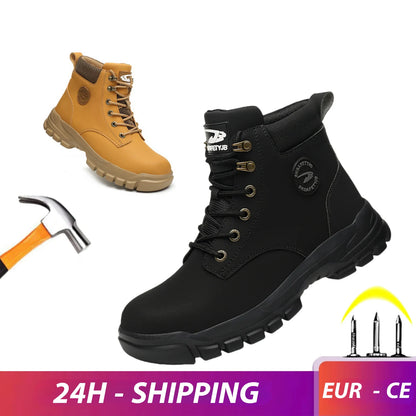 Bota de seguridad para hombre y mujer, resistente a impactos y pinchazos, con suela de goma ligera, forro interior cómodo y protección antisalpicaduras.