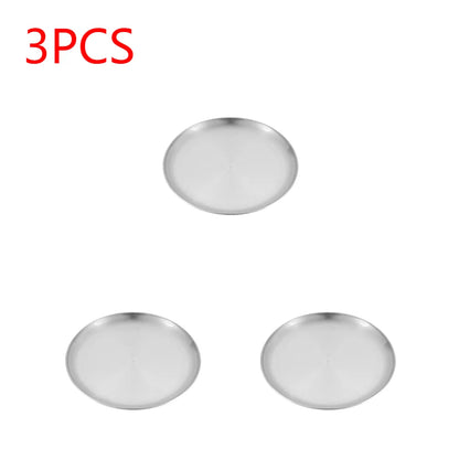 Plato de camping de acero inoxidable, vajilla, contenedor de alimentos, plato de picnic, utensilios de cocina, equipo de camping para senderismo, suministros de camping, nueva base