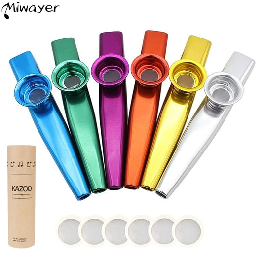 Kazoo metálico premium Miwayer | 5 diafragmas reemplazables y diseño portátil | Resonancia de calidad de estudio con elegante estuche de regalo