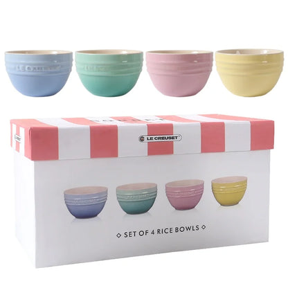 Cuenco de porcelana esmaltada de colores fríos Le Creuset, cuenco de arroz, cuenco para sopa con cara de arcoíris, cuenco francés con diseño de mono redondo para uso doméstico