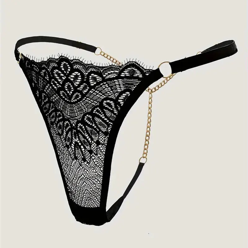 Tangas y bragas transparentes de encaje, tipo G-string, para mujer, con abertura en la cadera, estilo perla, huecas, de encaje sólido, lencería erótica femenina.