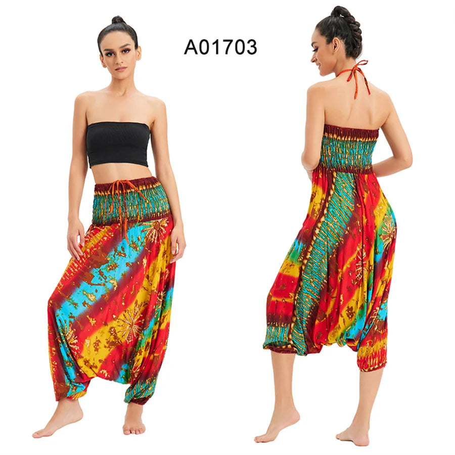 Bohemian Pants Women Pantalones Mujer Hippie High Waist Rayon Harem Baggy Boho Yoga Beach Wear Pour Femme Calca Feminina Printed