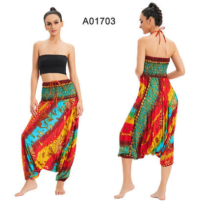 Bohemian Pants Women Pantalones Mujer Hippie High Waist Rayon Harem Baggy Boho Yoga Beach Wear Pour Femme Calca Feminina Printed