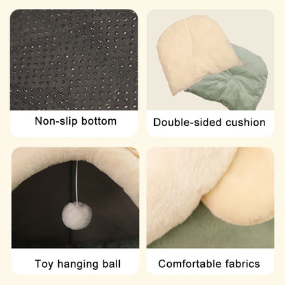 Cama para gatos de sueño profundo con dibujos animados, plegable, extraíble y lavable, para perros pequeños, bolsa tipo cueva