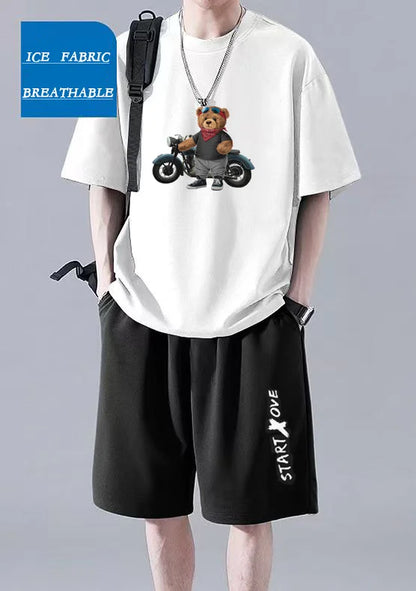 Ropa deportiva de verano para hombre 2025: camiseta fina y transpirable y pantalones cortos casuales de moda para baloncesto y deportes de ocio.