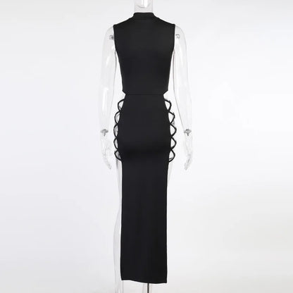 2025 Elegant Black Sleeveless Bandage Sexy Dress for Women Club Party Backless Tank Dresses Skinny Fashion Summer