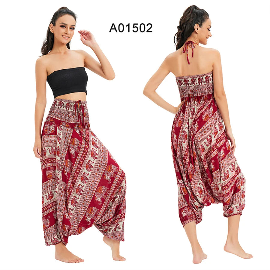 Bohemian Pants Women Pantalones Mujer Hippie High Waist Rayon Harem Baggy Boho Yoga Beach Wear Pour Femme Calca Feminina Printed