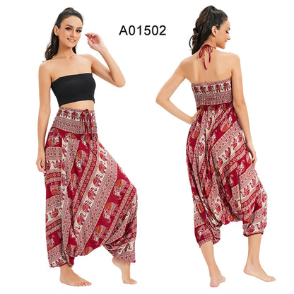 Bohemian Pants Women Pantalones Mujer Hippie High Waist Rayon Harem Baggy Boho Yoga Beach Wear Pour Femme Calca Feminina Printed