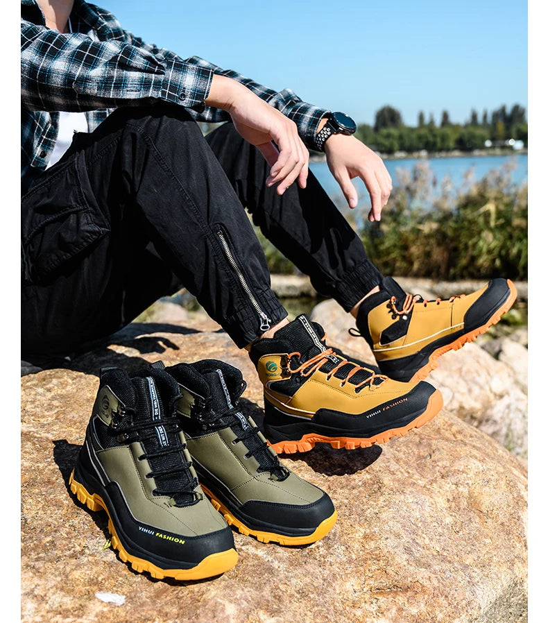 Botas de seguridad para hombre con puntera de acero, antigolpes y resistentes a perforaciones, de calidad europea.