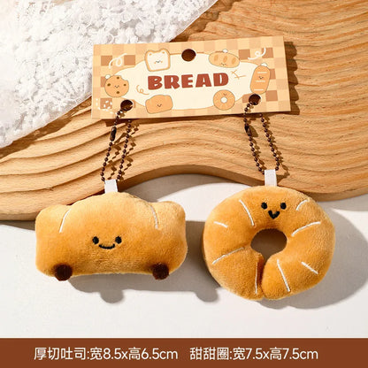 Panes lindos, bolsas de peluche, colgantes, llaveros, accesorios creativos para muñecas pequeñas, mochilas de dibujos animados para niñas al por mayor.