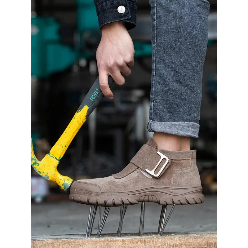 Zapatos de seguridad para hombre, con puntera de acero antiaplastamiento, antiperforación, indestructibles, para trabajos de construcción.