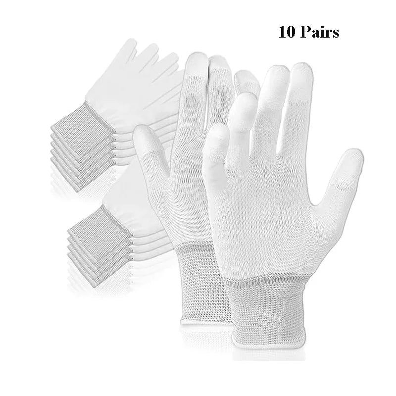 Guantes de vinilo para coche, de nailon recubierto de PU, antiestáticos, con punta de los dedos, antipolvo, para tintado de ventanas, herramientas de instalación de película