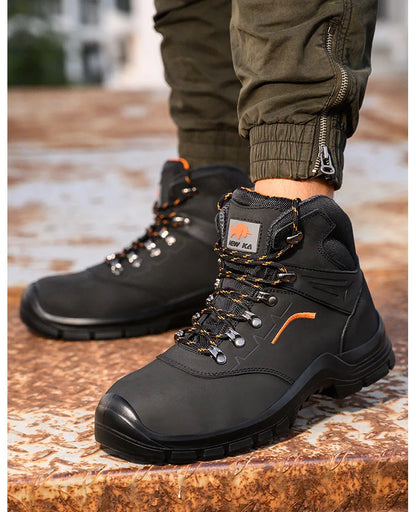 Zapatos de trabajo de cuero antiestáticos, de protección laboral, antiaplastamiento, antipinchazos, antideslizantes, antipolvo y resistentes al desgaste para hombre.
