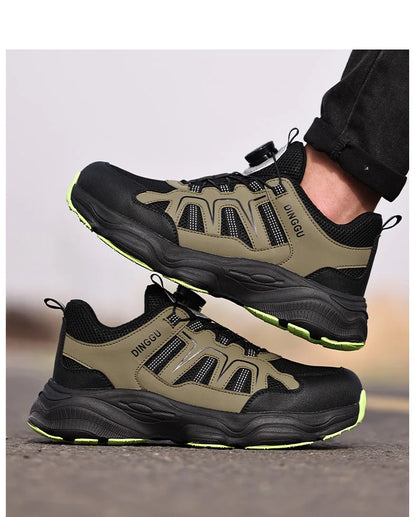 Calzado de seguridad laboral para hombre, resistente a impactos y perforaciones, con puntera de acero, tejido ligero y protección Flykned.