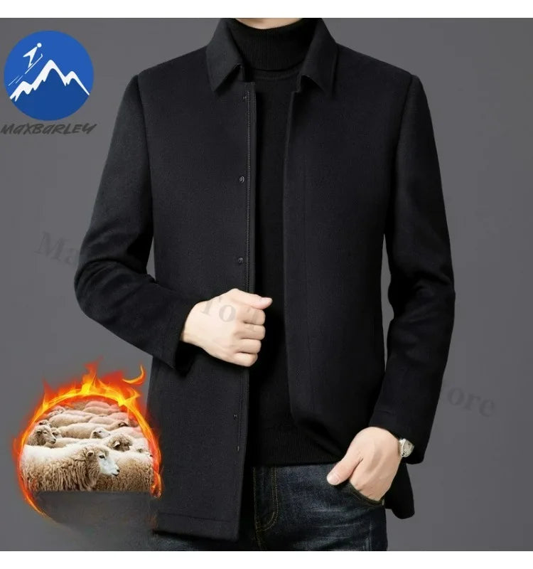 Chaqueta de lana para hombre Maxbarley, estilo moderno, con solapa, ideal para actividades al aire libre, oficina, parka gruesa y cálida, estilo casual y elegante, ligera, perfecta para el invierno.