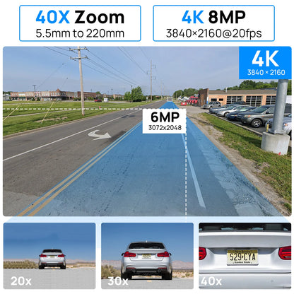 Cámara IP PTZ de 8 MP con zoom 40x, seguimiento de personas y vehículos, audio bidireccional, vigilancia exterior, Plug &amp; Play, compatible con NVR HIK y Hikvision.