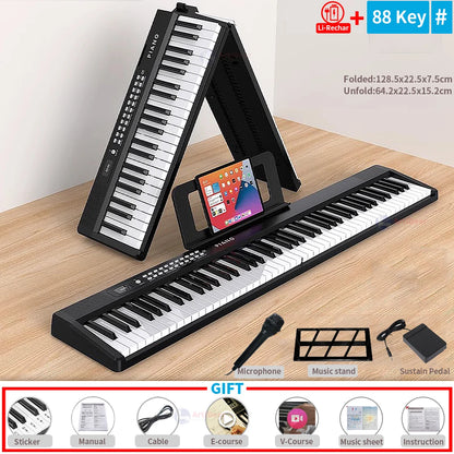 Nuevo piano plegable de 88 teclas, teclado musical MIDI, instrumento musical profesional para niños, sintetizador electrónico portátil para adultos.