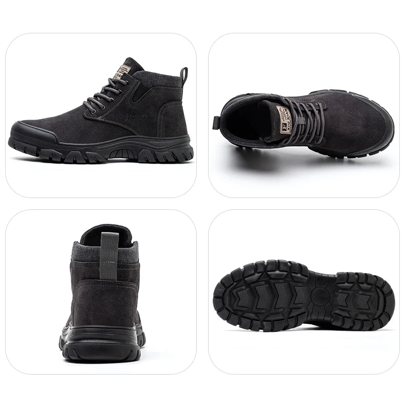 Zapatos de seguridad para hombre, antiperforación, indestructibles, zapatos de trabajo de moda, zapatos de trabajo para exteriores, botas con puntera de acero.