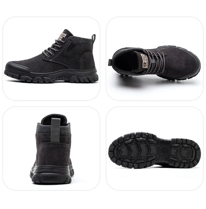Zapatos de seguridad para hombre, antiperforación, indestructibles, zapatos de trabajo de moda, zapatos de trabajo para exteriores, botas con puntera de acero.