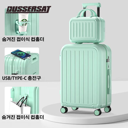 Maleta de 20, 22, 24, 26 y 28 pulgadas con ruedas y portavasos, ideal para viajes de negocios.