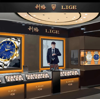 Reloj de lujo LIGE para mujer, moderno, deportivo, para exteriores, luminoso, de cuarzo, con movimiento importado, resistente al agua, de acero inoxidable.