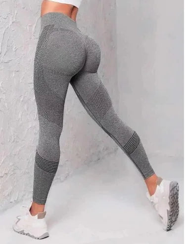 Leggings deportivos de cintura alta con rayas y malla para mujer, levantan glúteos y cadera, ideales para entrenamiento al aire libre, correr, yoga y gimnasio.