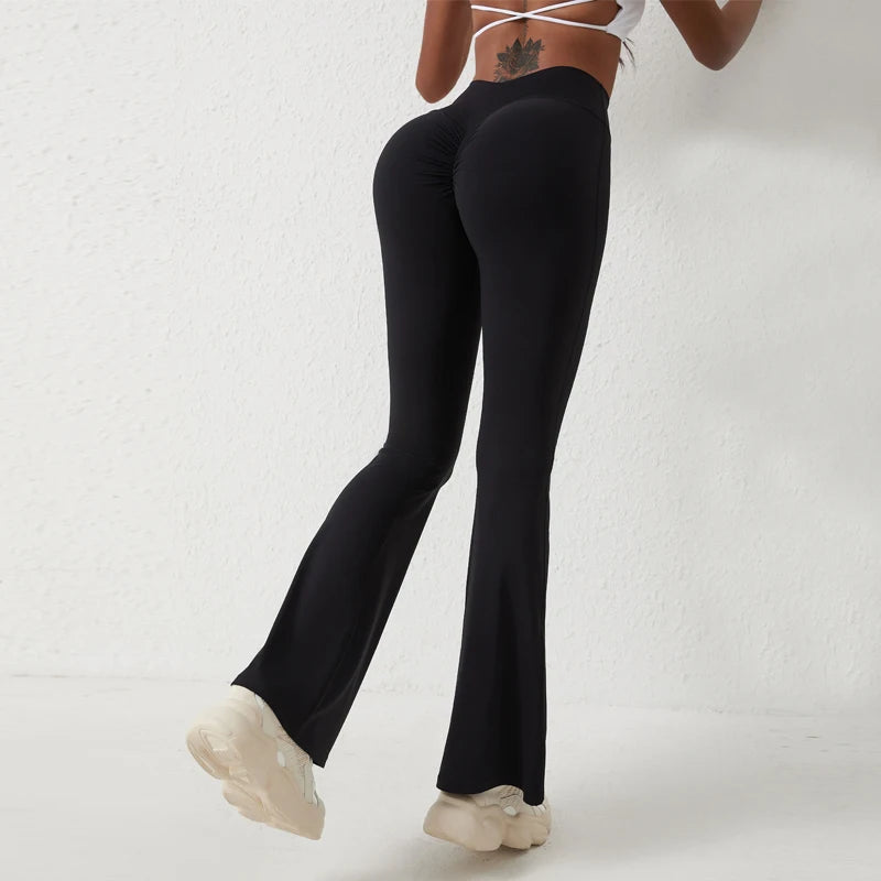 Pantalones de yoga QINACTIV para mujer, tipo flare, acampanados, de cintura alta, para fitness, gimnasio, deportes casuales y elásticos.