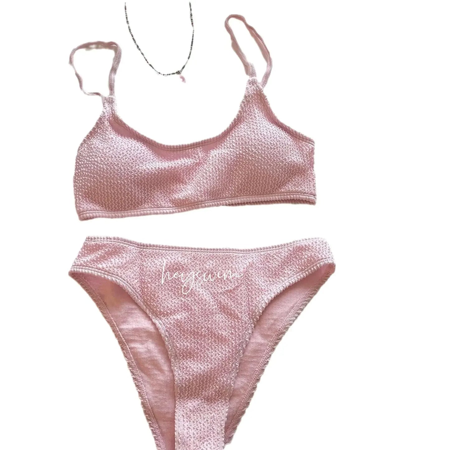 Conjunto de bikini multicolor estilo coreano japonés para mujer, traje de baño de vacaciones para niña, diseño de colores separados, ropa de playa de moda