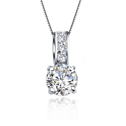 Conjunto de joyería nupcial de plata de ley 925 con colgante clásico de cristal de circonita cúbica, collar y pendientes para mujeres y niñas, regalo