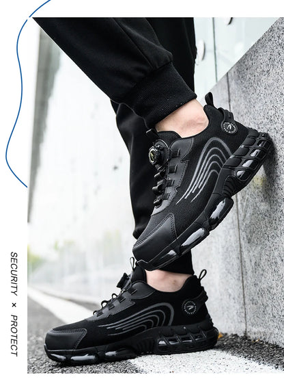 Small Size Rotary Buckle Work Safety Shoes For Men Air Soft Sole Lightweight Protective Work Sneakers Men and Women Shoes