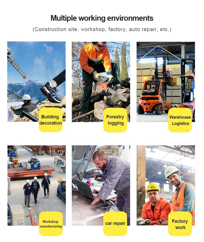 Botas de trabajo con hebilla giratoria, zapatos de seguridad con punta de acero, zapatos de seguridad transpirables para hombre, zapatos indestructibles de marca, zapatos de trabajo a prueba de pinchazos.