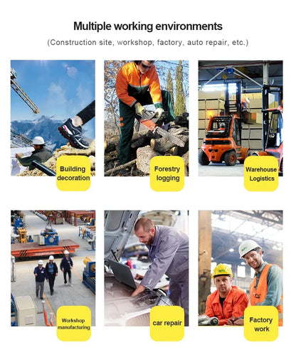 Botas de trabajo con hebilla giratoria, zapatos de seguridad con punta de acero, zapatos de seguridad transpirables para hombre, zapatos indestructibles de marca, zapatos de trabajo a prueba de pinchazos.