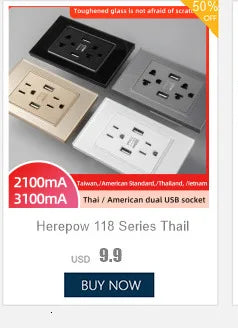 Adaptador de enchufe Herepow serie 118, enchufe de pared estándar americano con doble puerto USB, para electrodomésticos inteligentes, tipo C, carga rápida de 3,1 A.