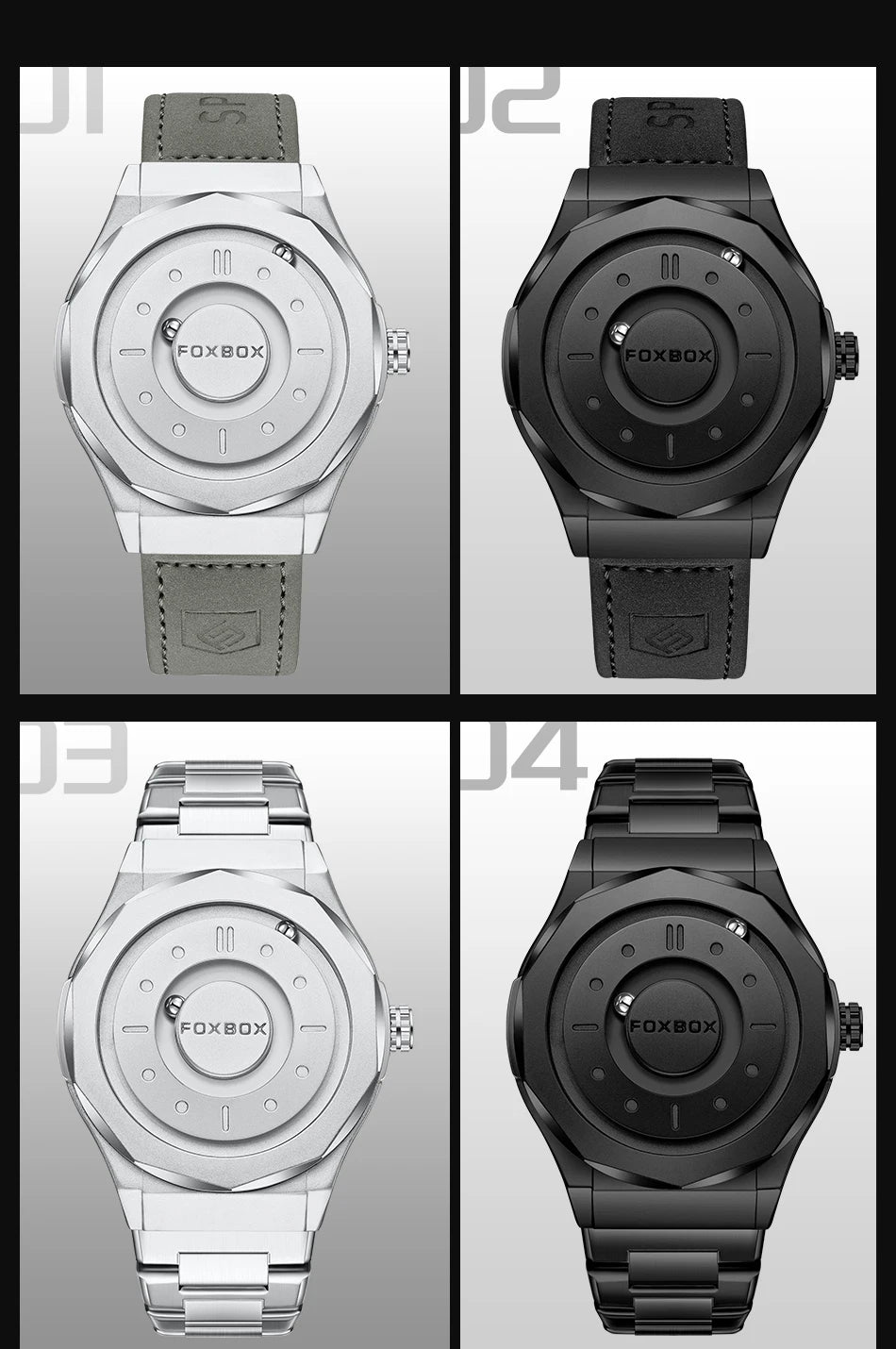 FOXBOX Reloj de negocios de lujo para hombre, resistente al agua hasta 30 m, diseño personalizado, correa de acero inoxidable, reloj de cuarzo para hombre, regalo de moda