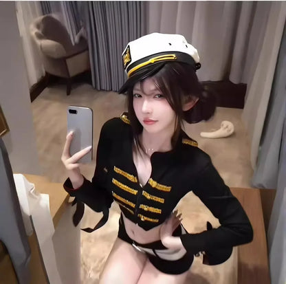 2025NEW Airline Stewardess Cosplay For Woman Sexy Air Hostess Uniform Halloween Costumes Fancy Role Play Party