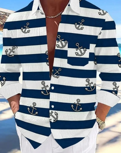 Camisa hawaiana informal para hombre, nueva camisa de verano con estampado 3D azul marino, camisa informal de manga corta, ropa transpirable para hombre