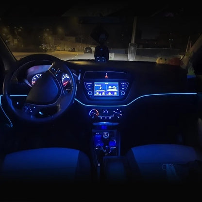 Tira de luces LED para interior de coche, 5 m, 5 V, flexible, tubo de luz fría EL, con USB, para decoración de interiores de coche